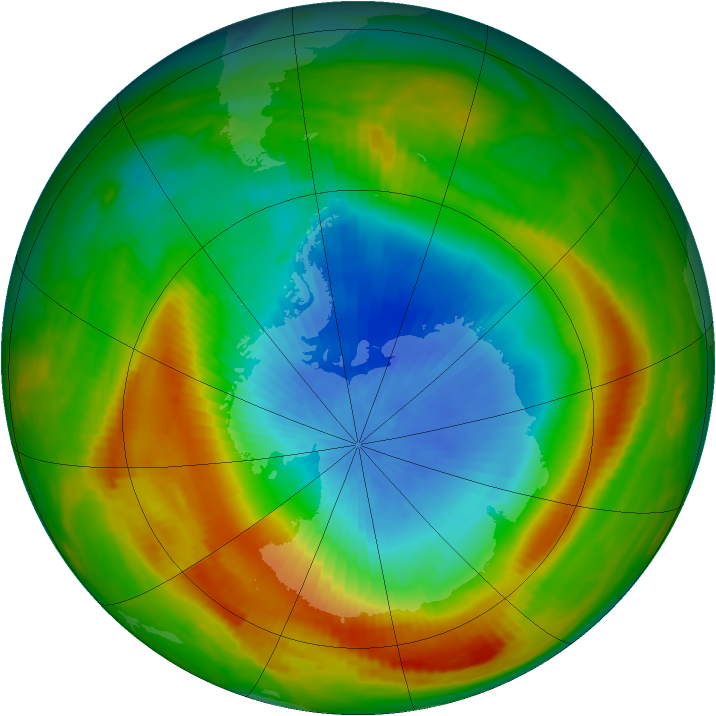Antarctic ozone map for 23 October 1980